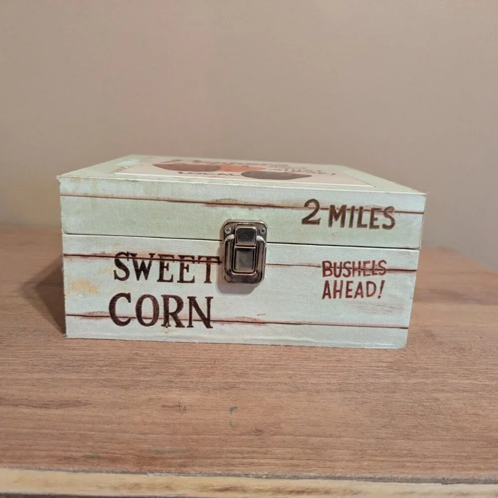 Vintage Decorative Farmhouse Wooden Box With Buckle Closure